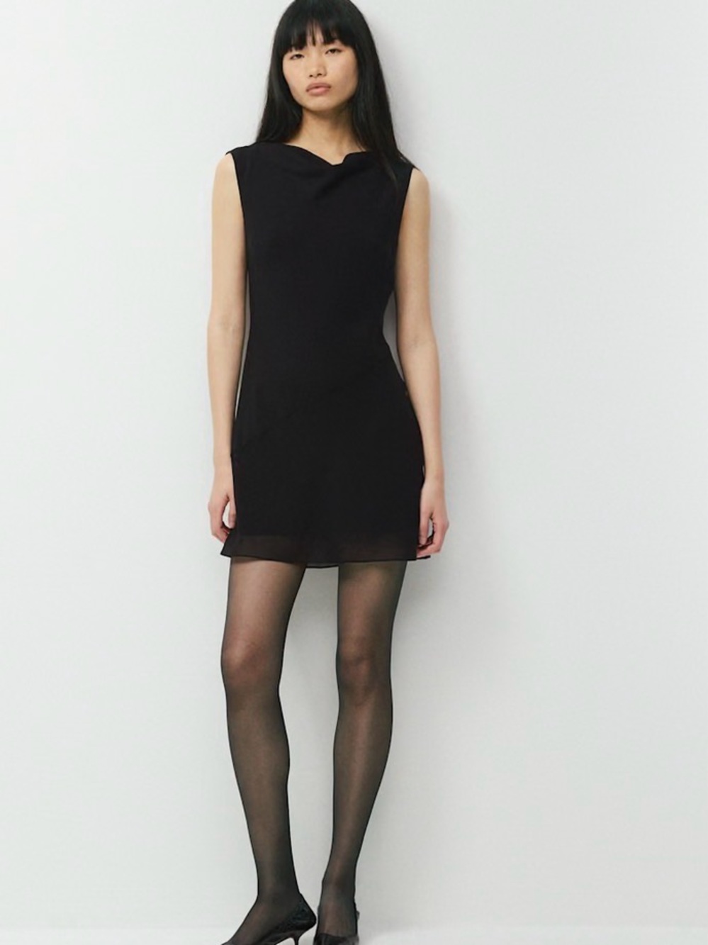 Wilfred Scone Black Sleeveless Shift Mini Dress | XS | 100% Silk